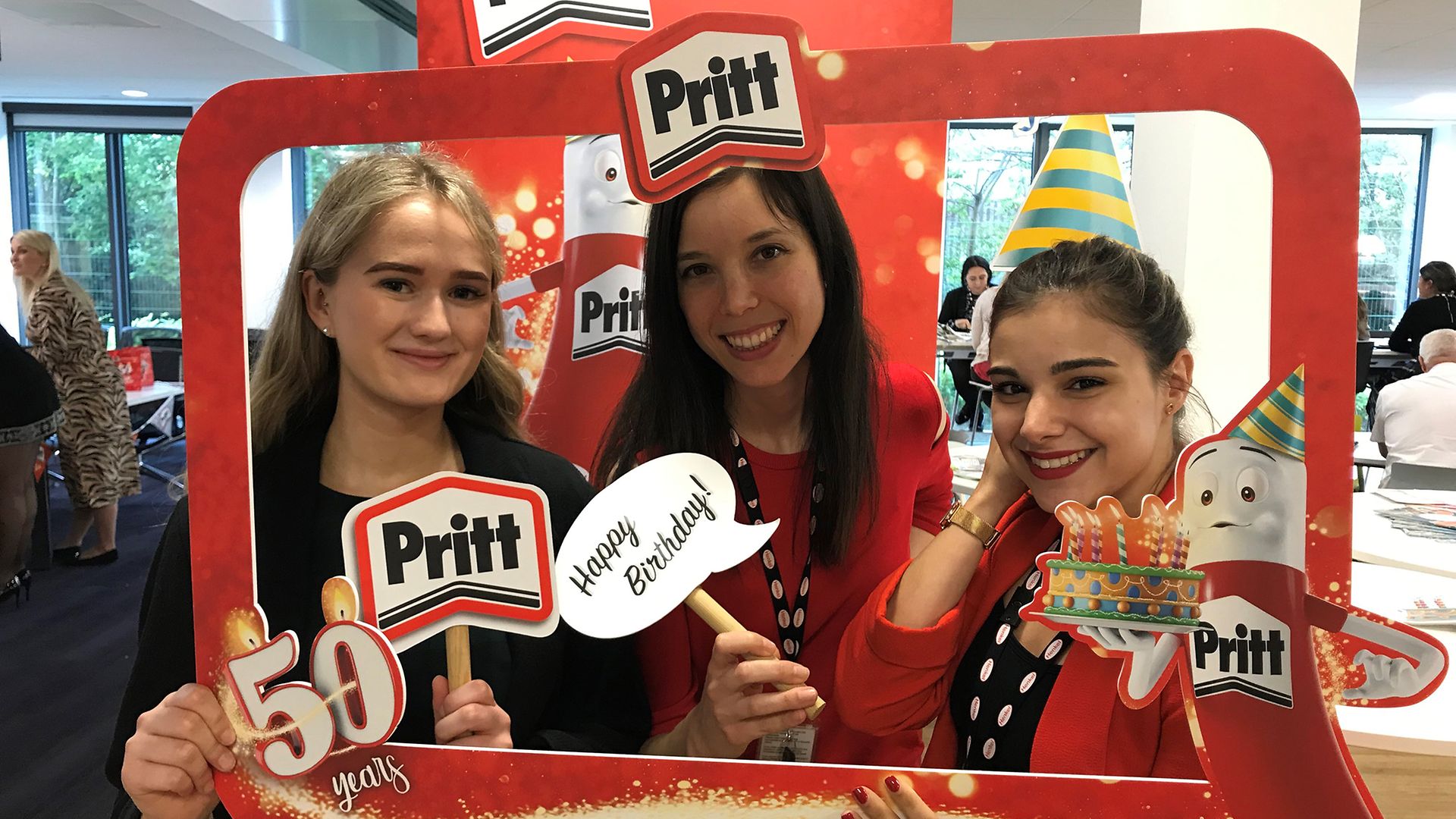 Colleagues celebrating Pritt's 50th anniversary