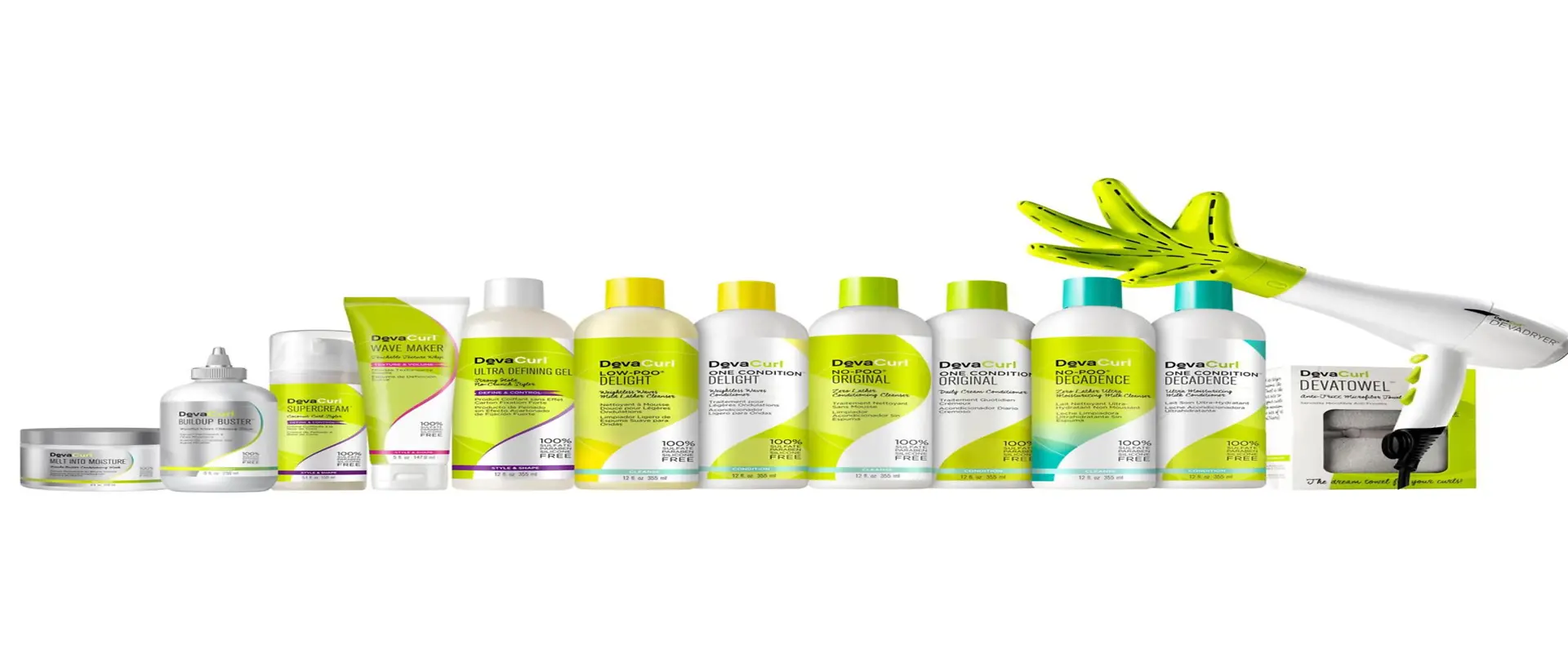 DevaCurl’s product range includes cleansers, conditioners, styling products, styling accessories, and treatments.